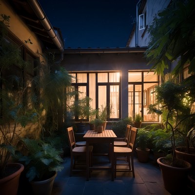 Evening gathering in a garden