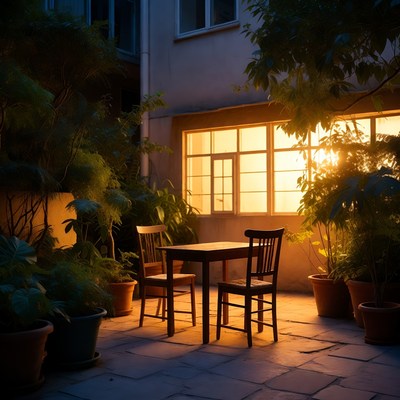 Evening gathering in a garden space
