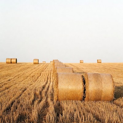 Bales of hay in a field
