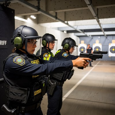 Police training at shooting range in local area