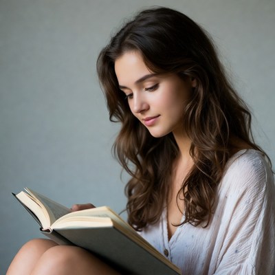 Reading a book in a quiet space