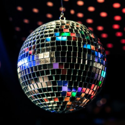 Disco ball rotates in club