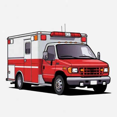 Red ambulance in simple design
