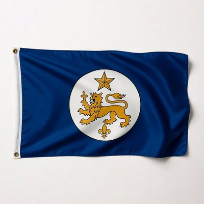 Flag with lion and star design