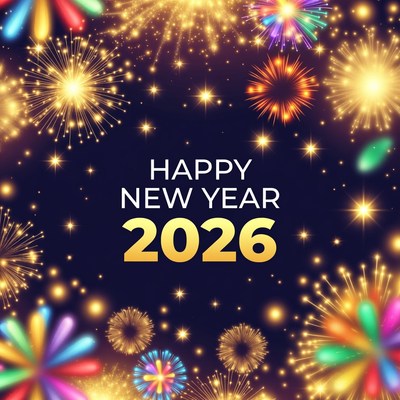 Celebrate new year 2026 with fireworks