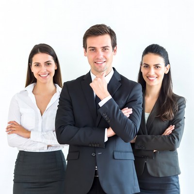 Team of three professionals posing together