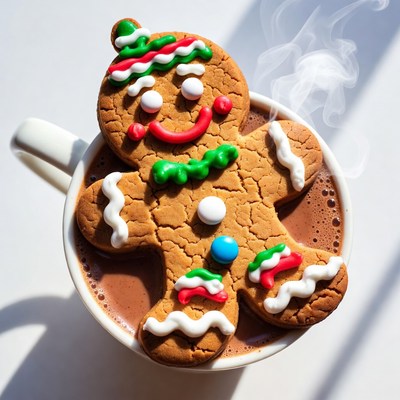 Gingerbread cookie on hot chocolate
