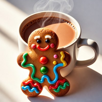 Gingerbread cookie with hot drink