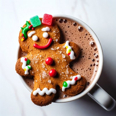 Gingerbread cookie on hot chocolate