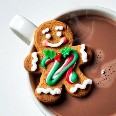 Gingerbread cookie on hot chocolate