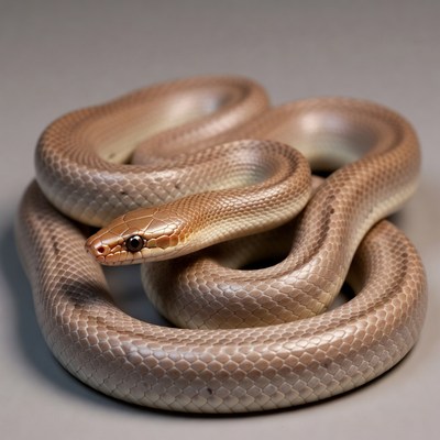 Snake coiled on a flat surface