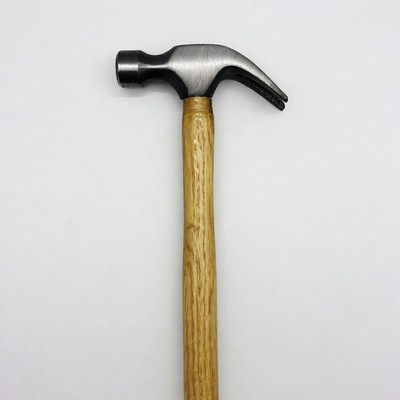 Hammer with wooden handle on white background