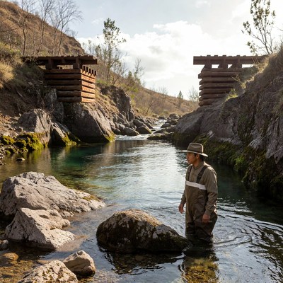 Fishing near riverbank in daylight