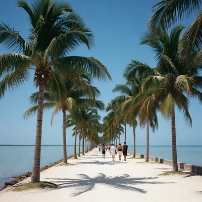 Walk along the palm tree path