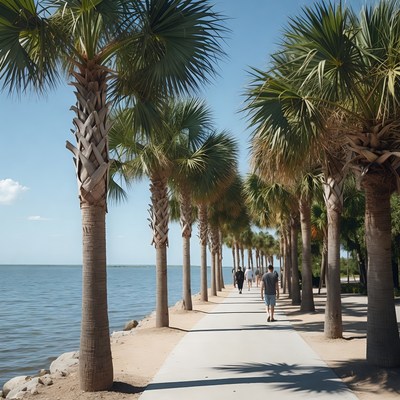 Walking path along the lake
