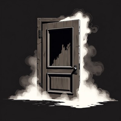 Mysterious door with smoke emerging