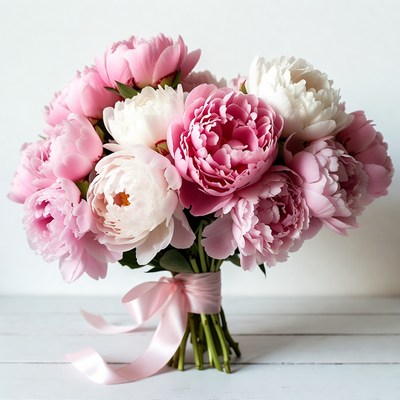 Bright peony bouquet for celebrations