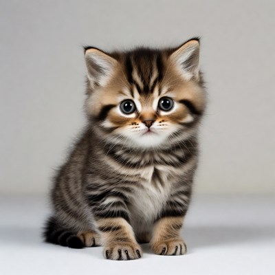 Cute kitten sits on a surface