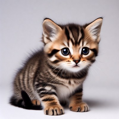 Cute tabby kitten with big eyes