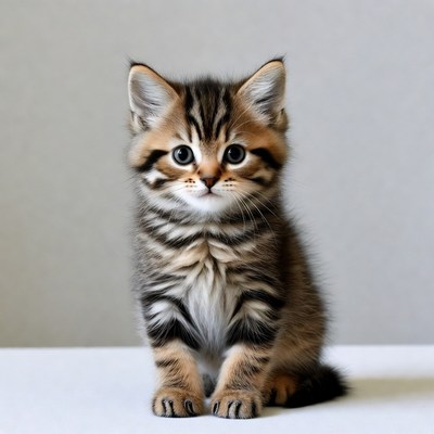 Cute kitten sitting on table