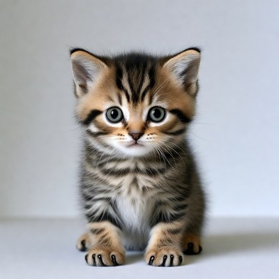Cute tabby kitten sitting indoors