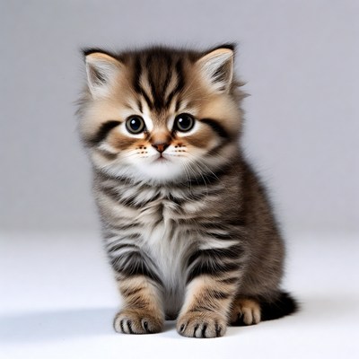 Cute kitten sitting still indoors