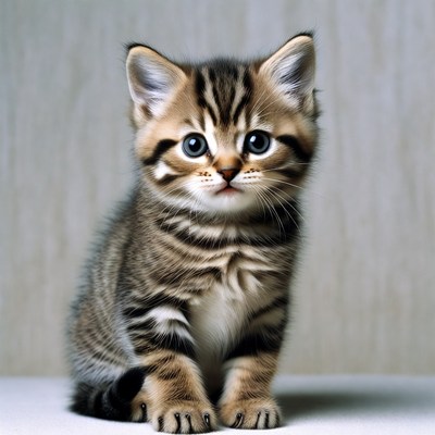 Cute kitten sitting on table