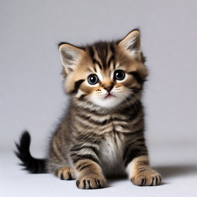 Cute kitten with big eyes at indoor setting