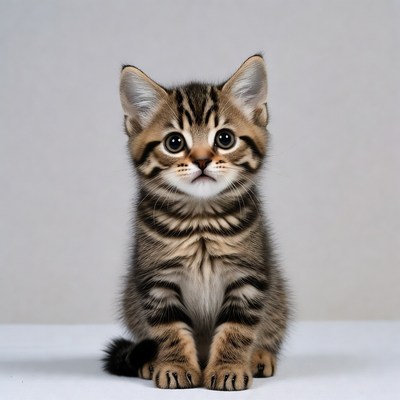 Cute kitten sitting on a table