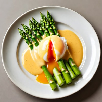 Asparagus with poached egg dish