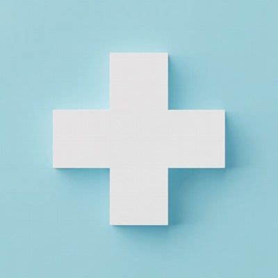 White cross on blue background