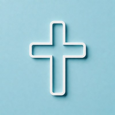 White cross on blue background
