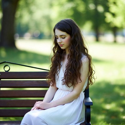 Young woman sitting in a park