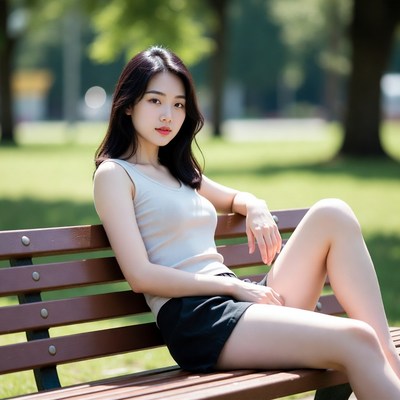 Young woman sitting in park