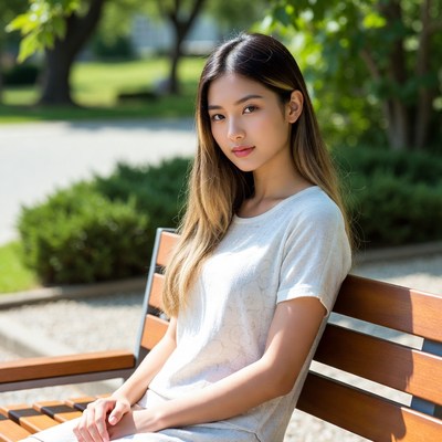Young woman sitting on bench