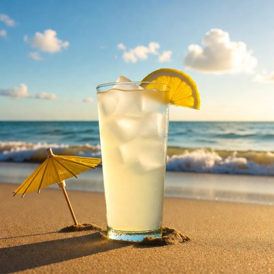 Refreshing drink on the beach