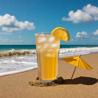 Refreshing drink on the beach