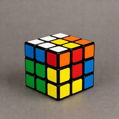 Classic rubik's cube on a gray surface