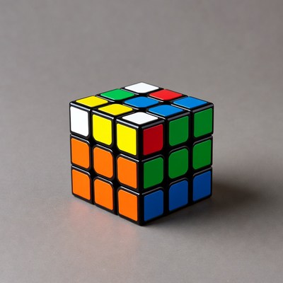 Colorful cube on gray surface