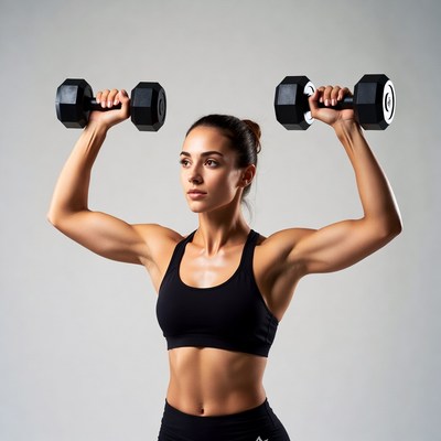 Woman lifts weights in gym