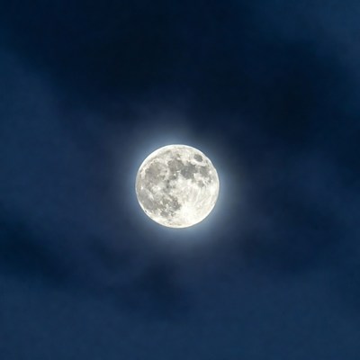 Bright moon shines in night sky