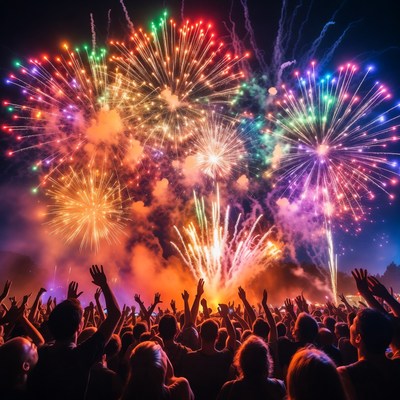 Fireworks display lights up night