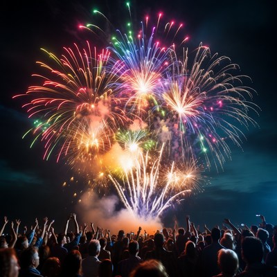 Fireworks display at night sky