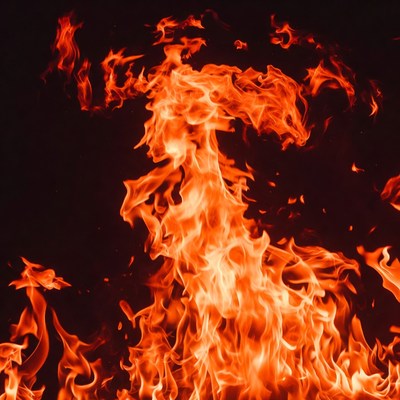 Dancing flames on dark background