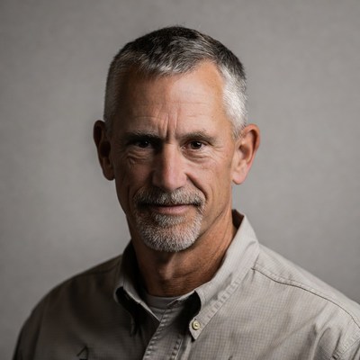 Man poses for portrait in studio
