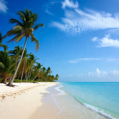 Beach and palms by the sea