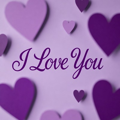 Hearts and love displayed on purple background