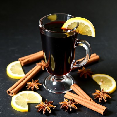 Warm drink with spices and citrus