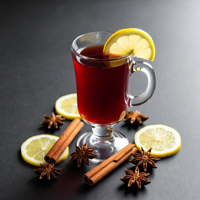 Warm beverage with lemon and spices
