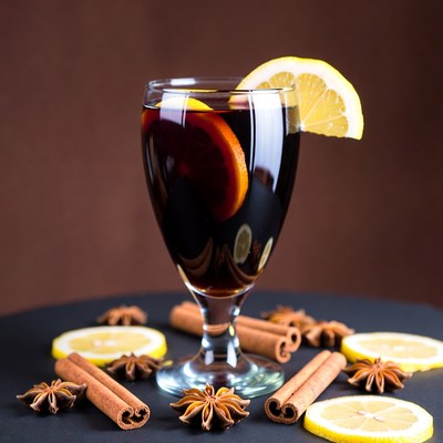 Warm drink with spices and fruit
